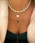 Ally Freshwater Pearl Necklace with 18k Gold Plated Chain, Elegant Round Pearls for Layering.